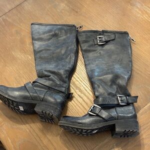 Madden Girl Black Moto Boots with Buckle Detail